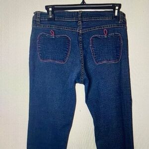 Apple Bottoms Jeans womens size 10 vintage Blue Denim Straight Leg Y2K Stitching